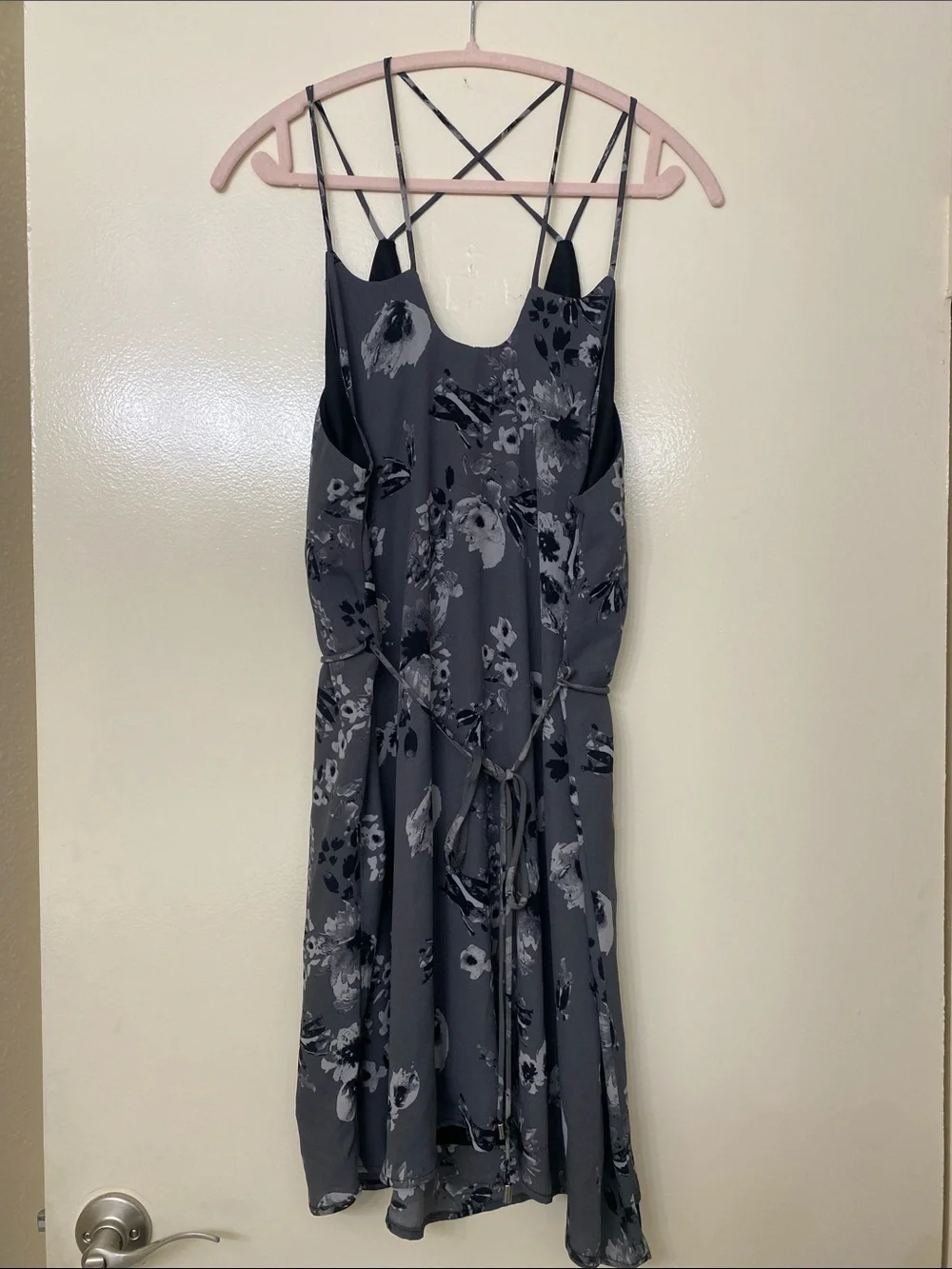 Maurices Gray Floral Slip Dress with Spaghetti Straps - Picture 3 of 4
